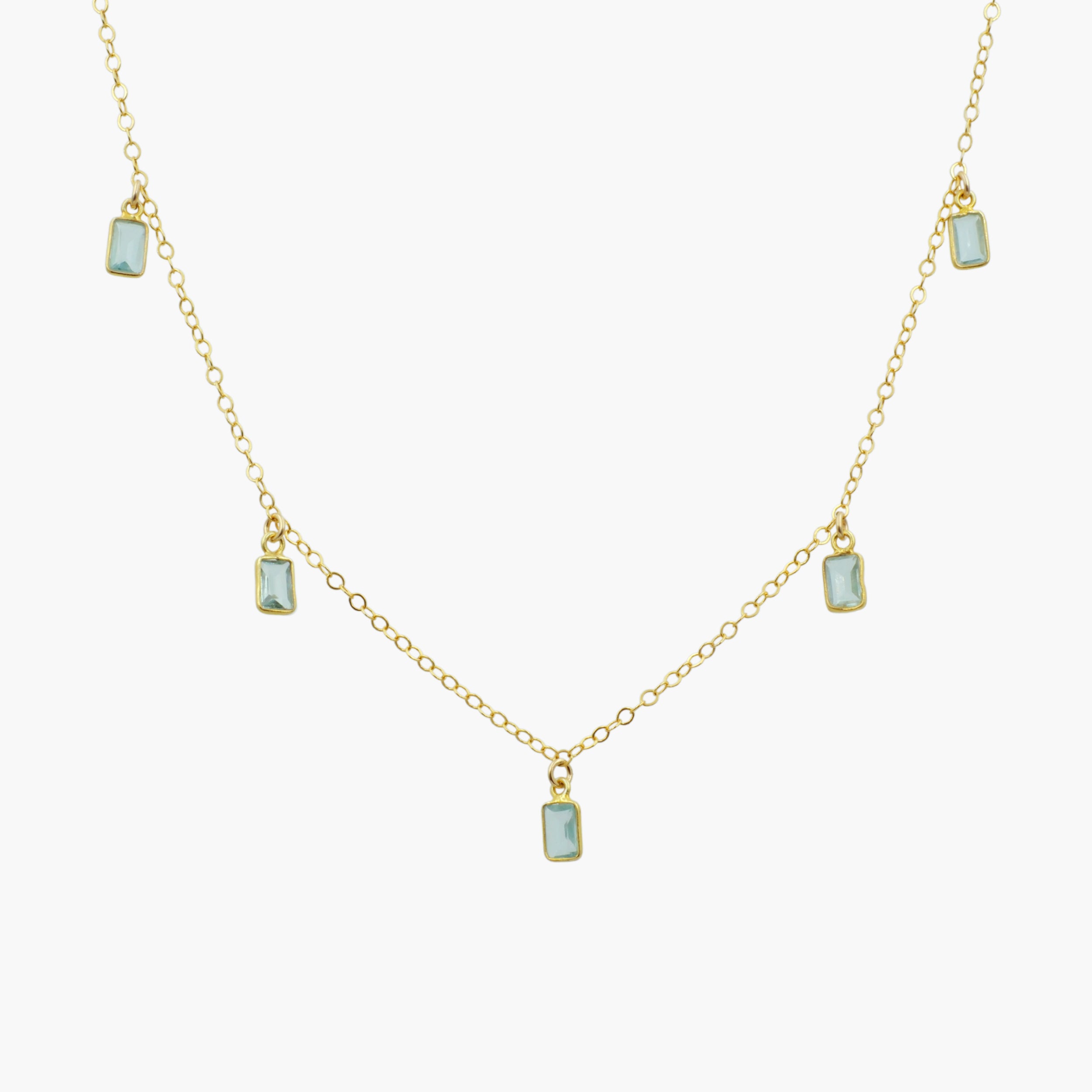 Petite aquamarine dangle necklace- Harper Phinn Jewelry