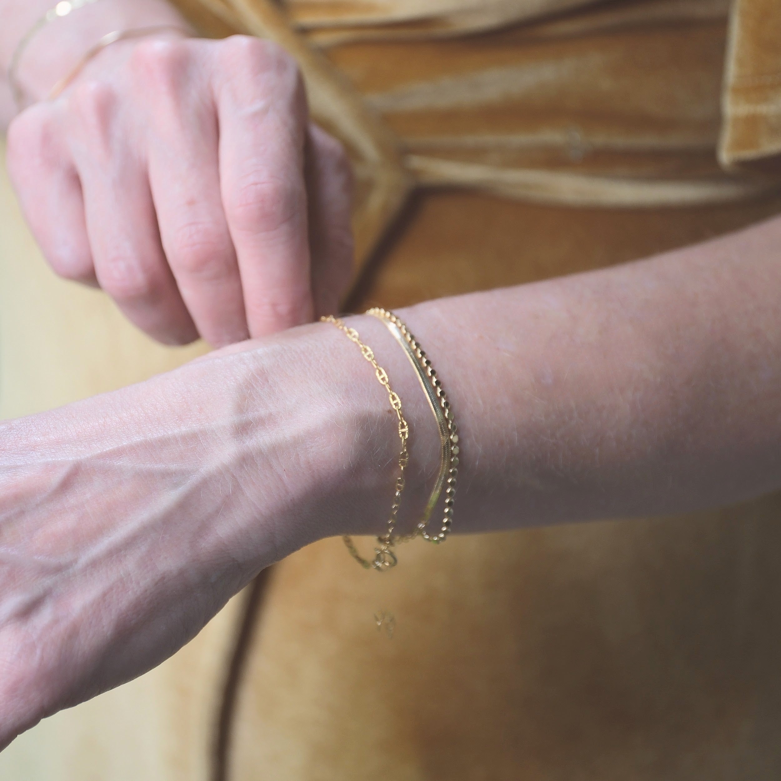 layered gold bracelet