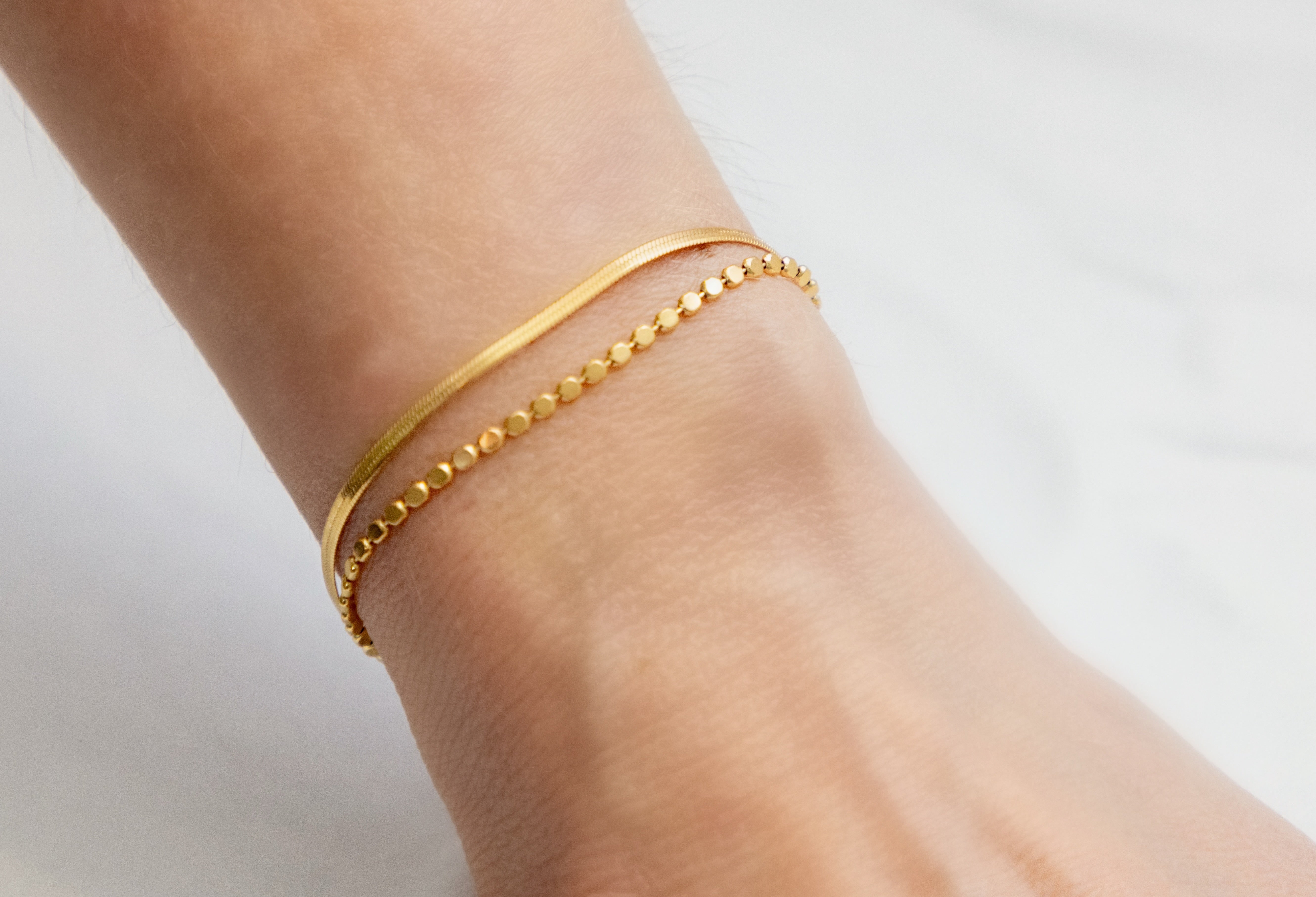 herringbone and dotted gold-filled bracelet