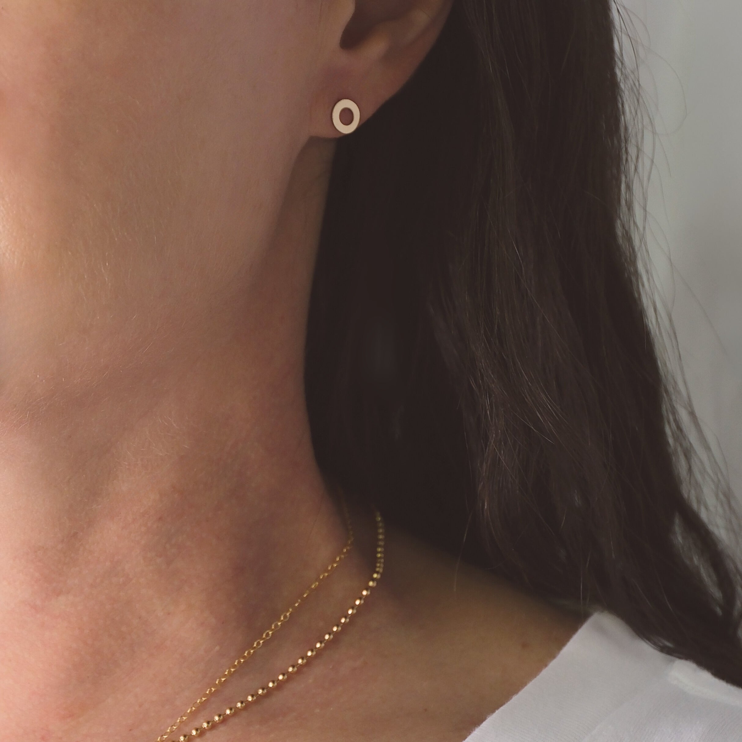 delicate circle stud earrings gold-filled for layering